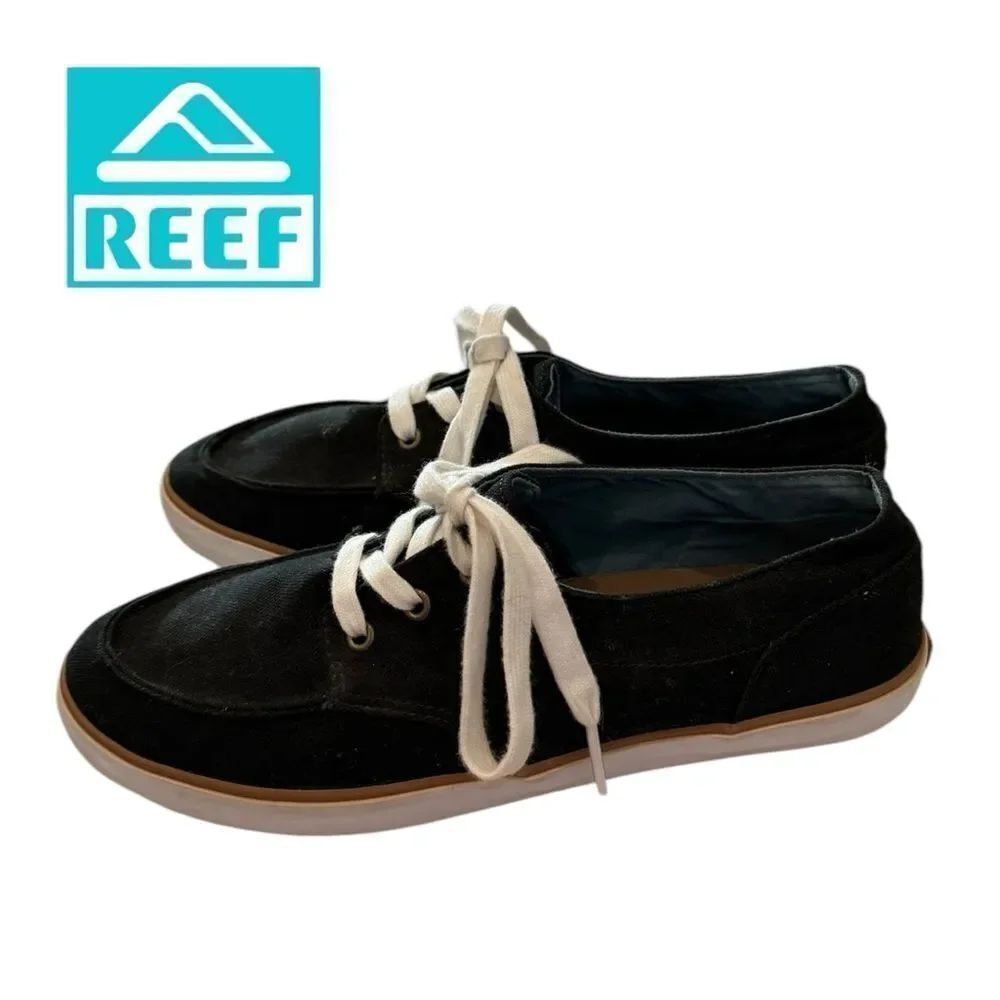 REEF Women's Deckhand 3 Black Lace Up Sneakers 8